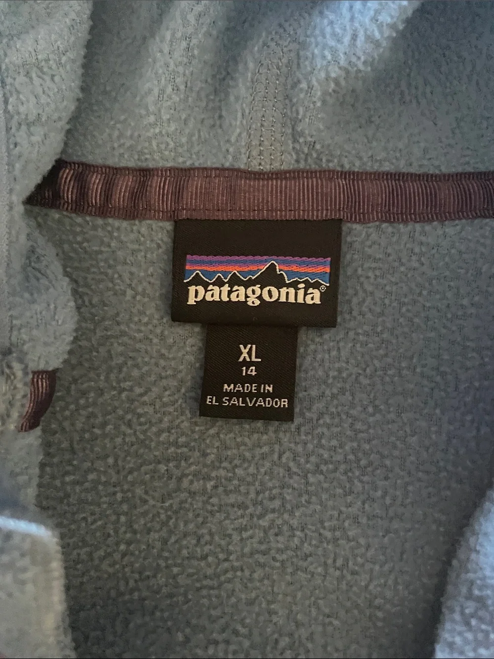 Patagonia Kids Two-Tone Teal & Light Blue Fleece Hoodie with Orange Accent